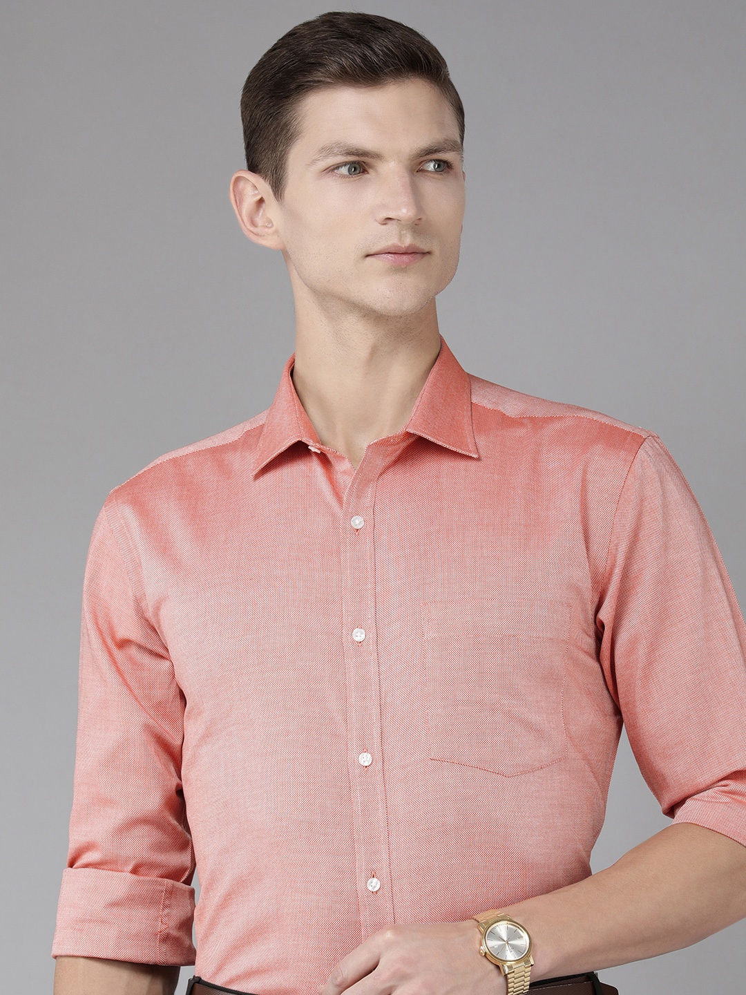 

Park Avenue Slim Fit Opaque Pure Cotton Formal Shirt, Red