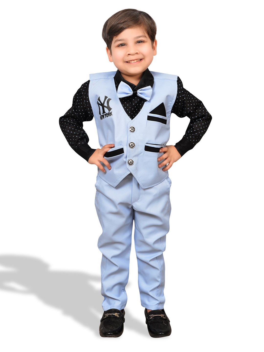 

KIDZAREA Boys Printed Shirt With Trousers And Waistcoat, Blue