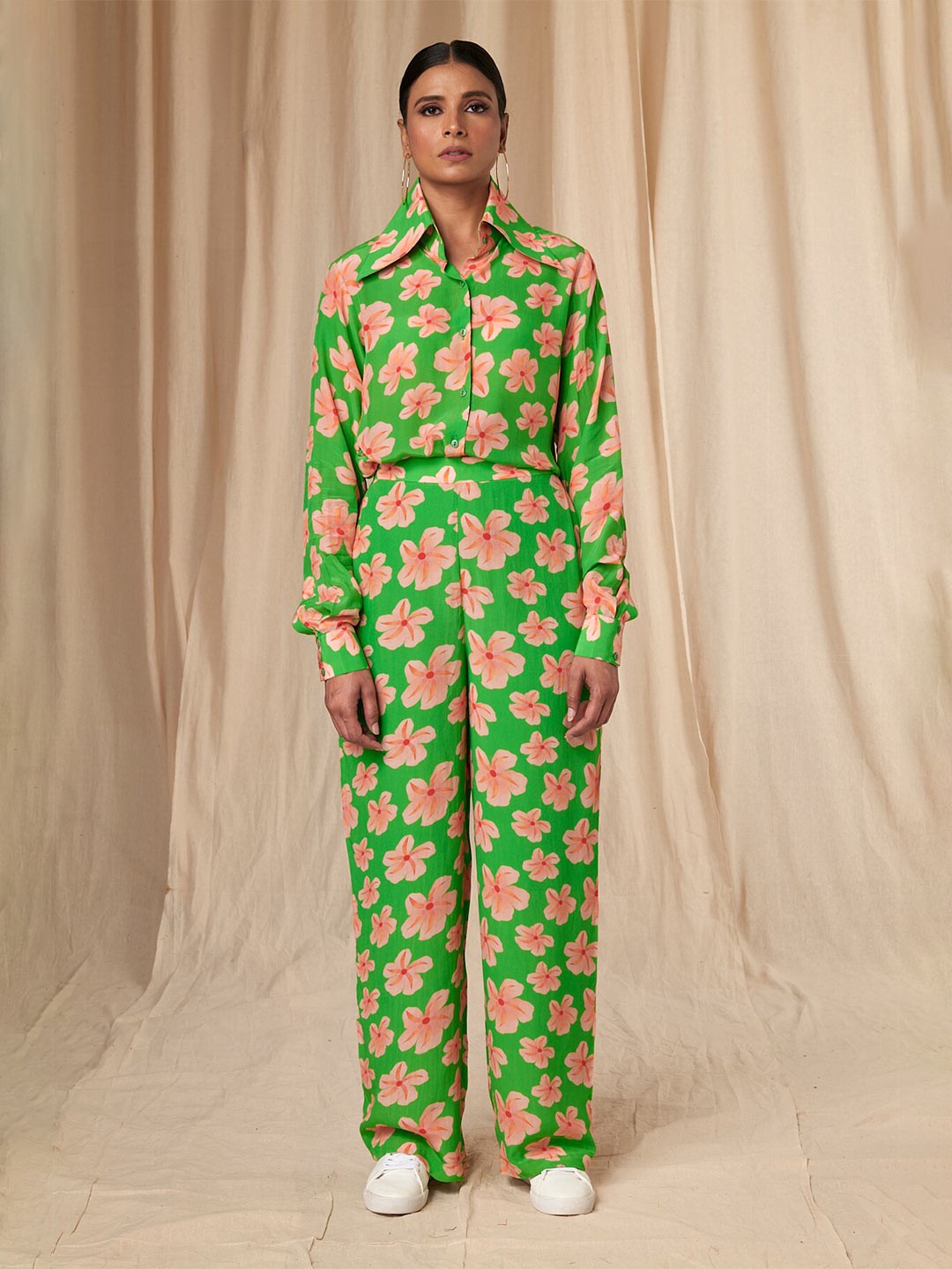 

Masaba Floral Printed Shirt With Trouser, Green
