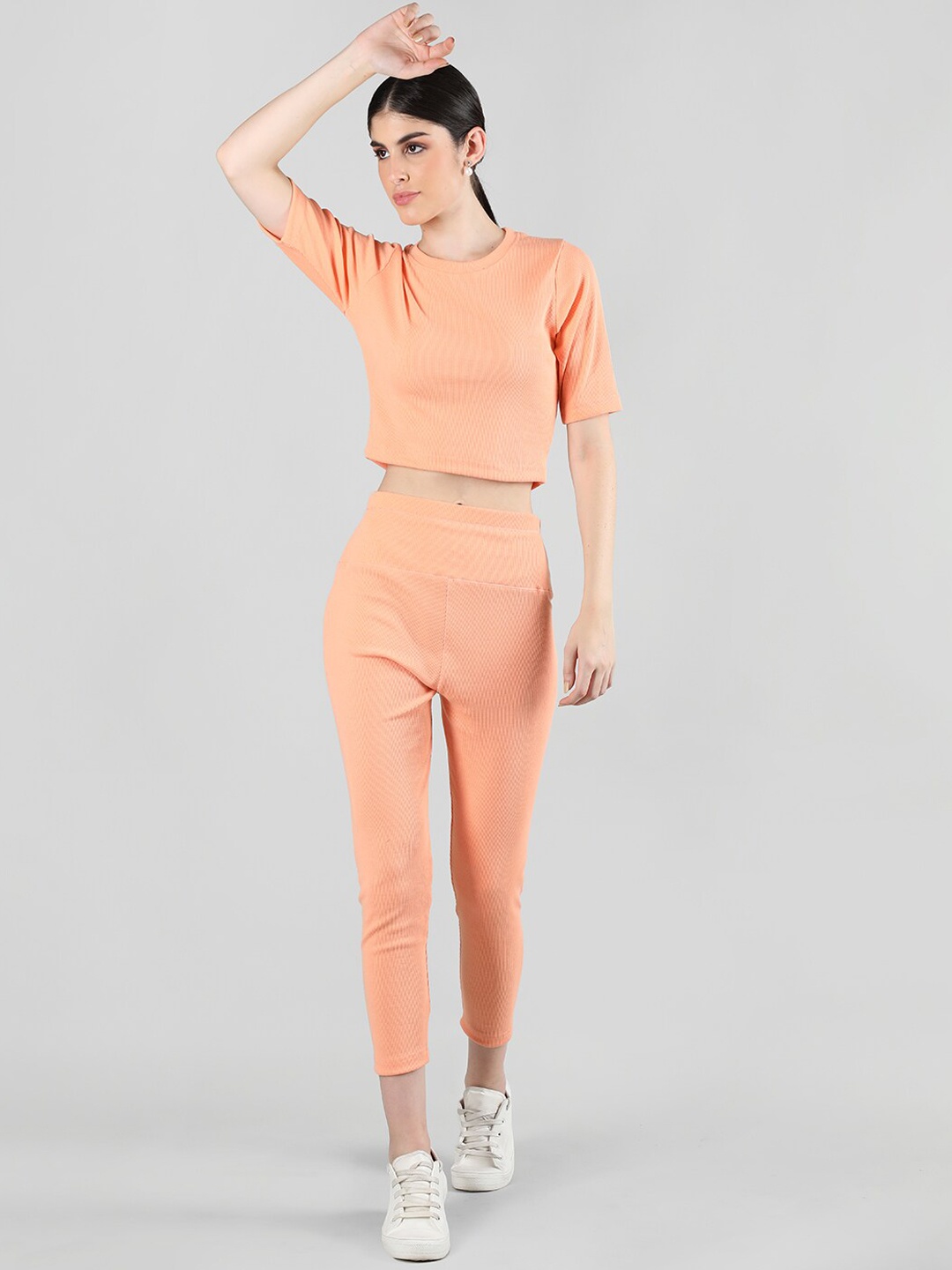 

KEPA Round Neck Crop Top & Tights, Peach