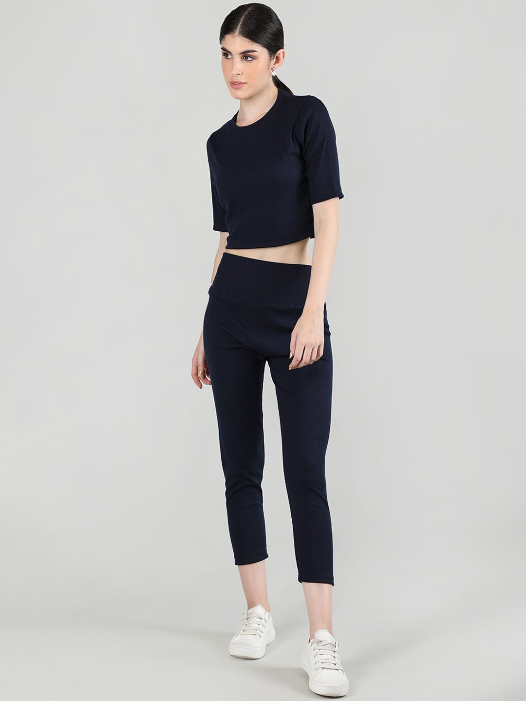 

KEPA Round Neck Crop Top & Tights, Navy blue