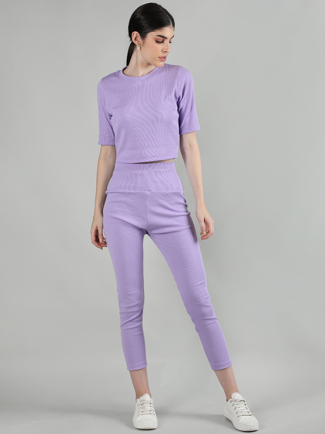 

KEPA Round Neck Crop Top & Tights, Lavender