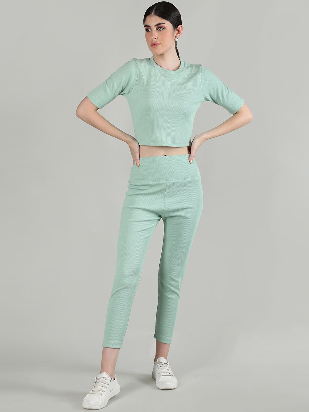 

KEPA Round Neck Crop Top & Tights, Sea green