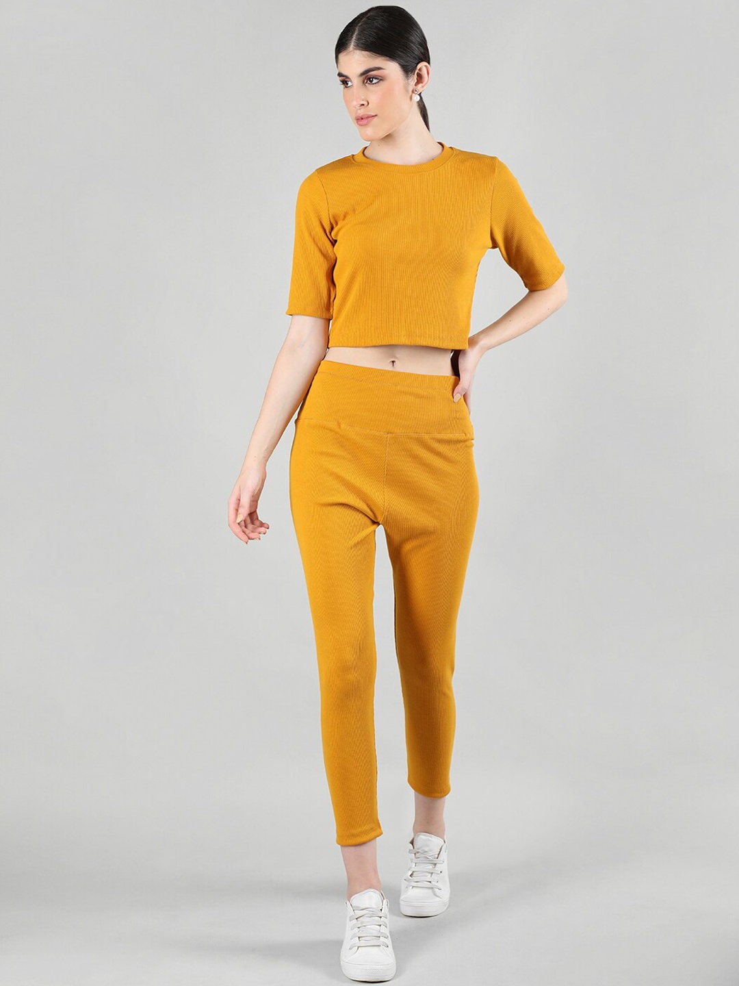 

KEPA Round Neck Crop Top & Tights, Mustard