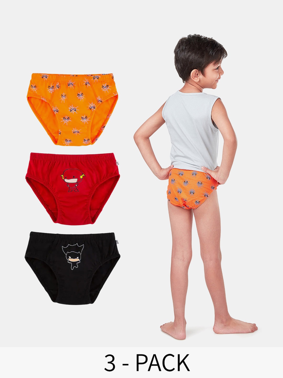 

You Got Plan B Boys Pack Of 3 Printed Cotton Anti Microbial Basic Briefs, Maroon