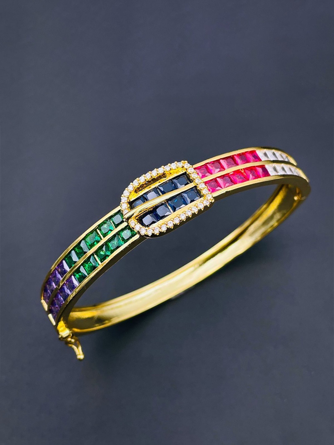 

ZIVOM Gold-Plated Cubic Zirconia Kada Bracelet