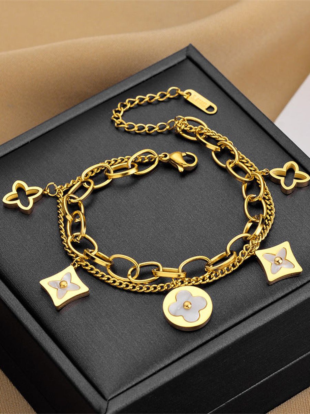 

ZIVOM Women Gold-Plated Layered Link Bracelet