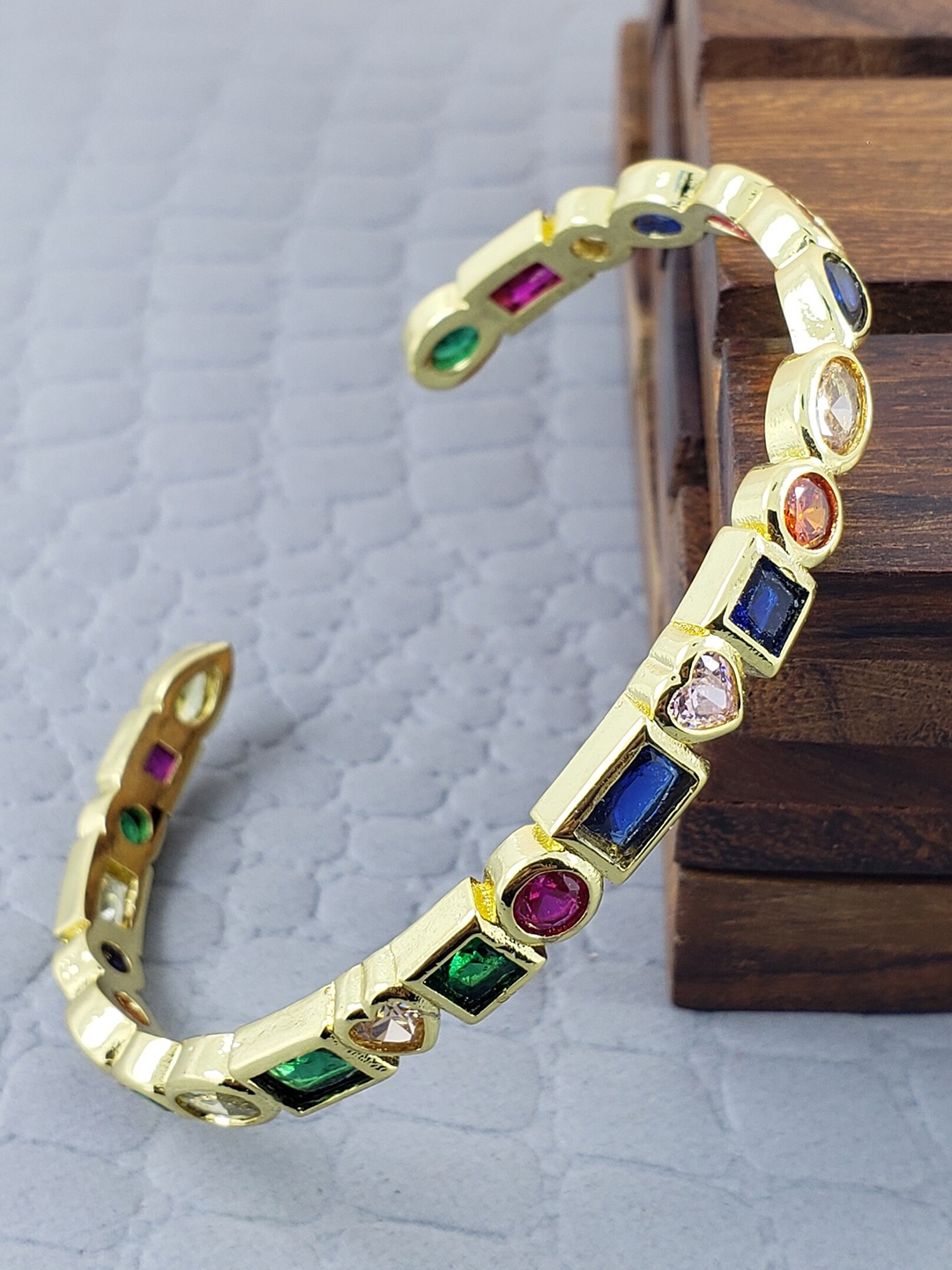 

ZIVOM Gold-Plated Cubic Zirconia Cuff Bracelet