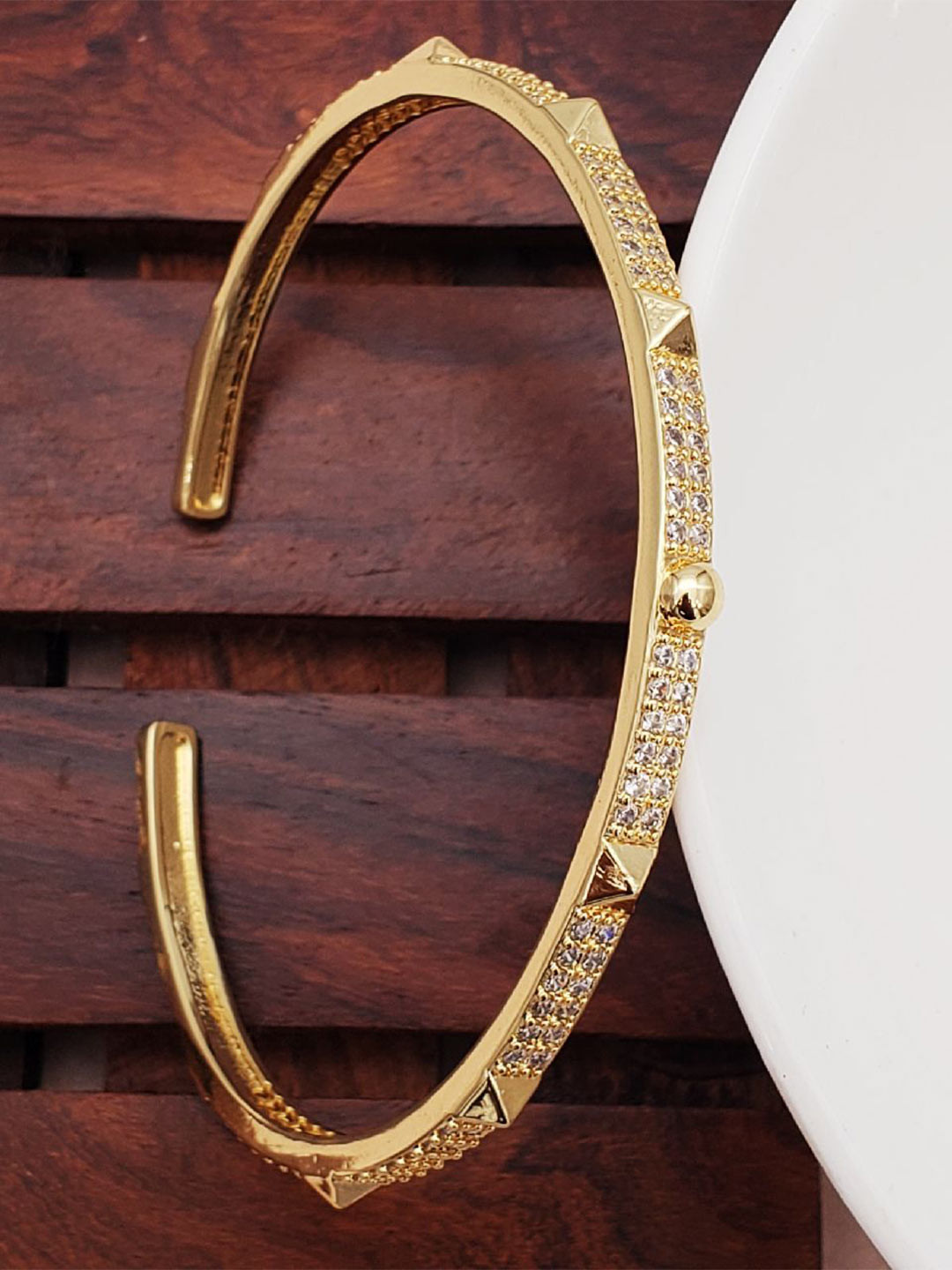 

ZIVOM Gold-Plated Cubic Zirconia Cuff Bracelet