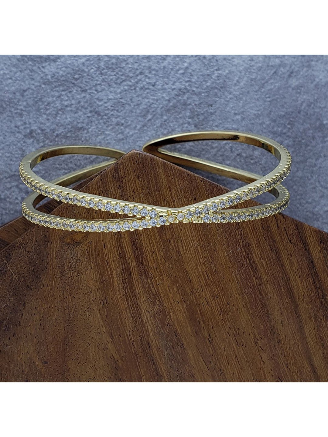 

ZIVOM Gold-Plated Cubic Zirconia Cuff Bracelet