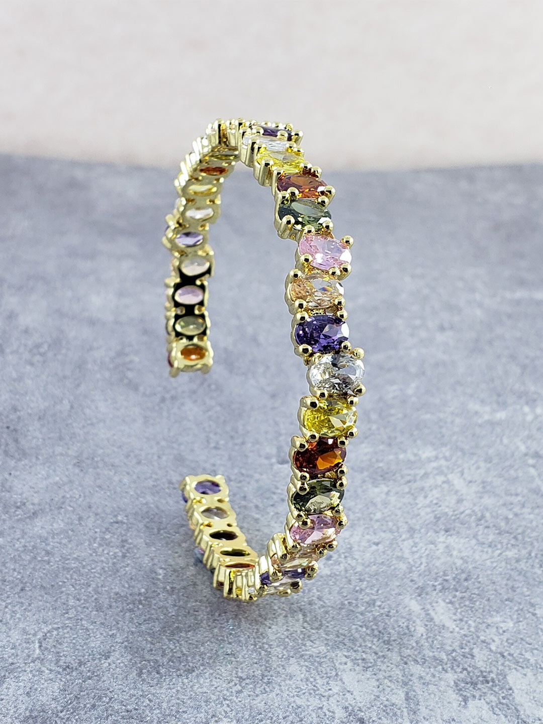 

ZIVOM Gold-Plated Cubic Zirconia Cuff Bracelet