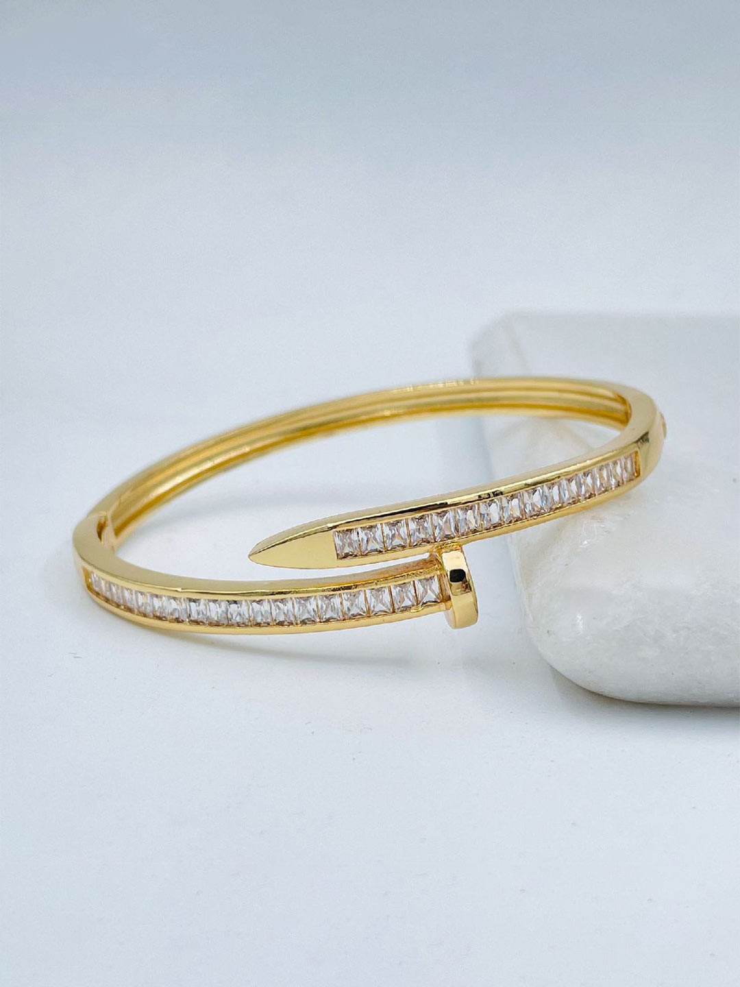 

ZIVOM Gold-Plated Cubic Zirconia Kada Bracelet