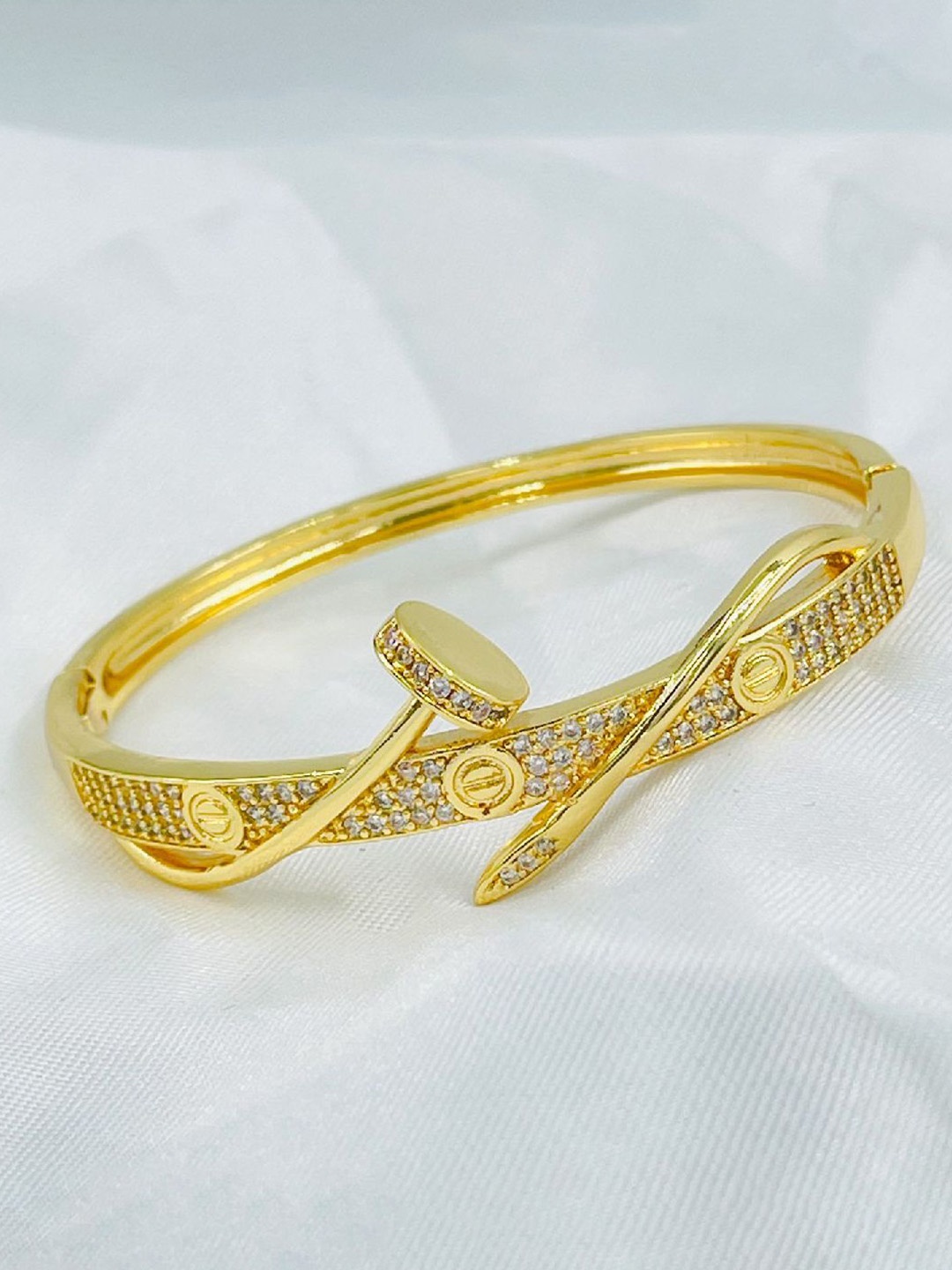 

ZIVOM Gold-Plated Cubic Zirconia Kada Bracelet