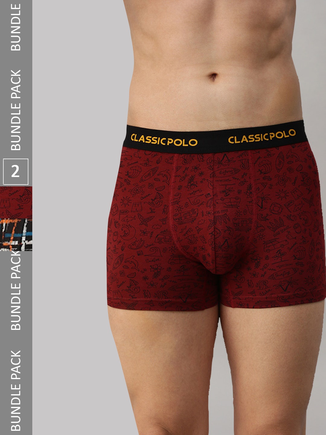 

Classic Polo Pack Of 2 Printed Modal Trunks, Black