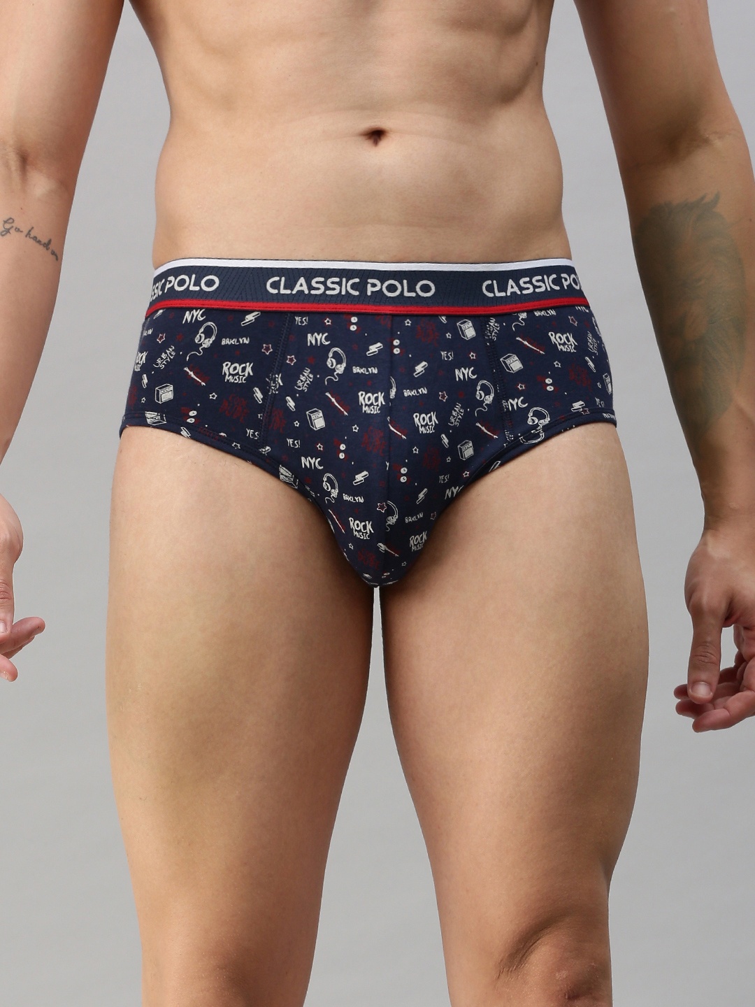 

Classic Polo Men Printed Knitted Anti-Odour Modal Briefs SCARCE - GAME AOP_70-75CM, Navy blue