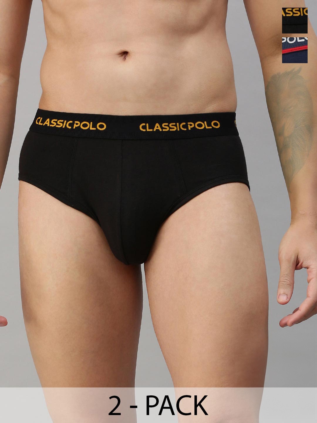 

Classic Polo Pack of 2 Anti-Odour Basic Briefs SCARCE - SLD-07-PK2_70-75CM, Black