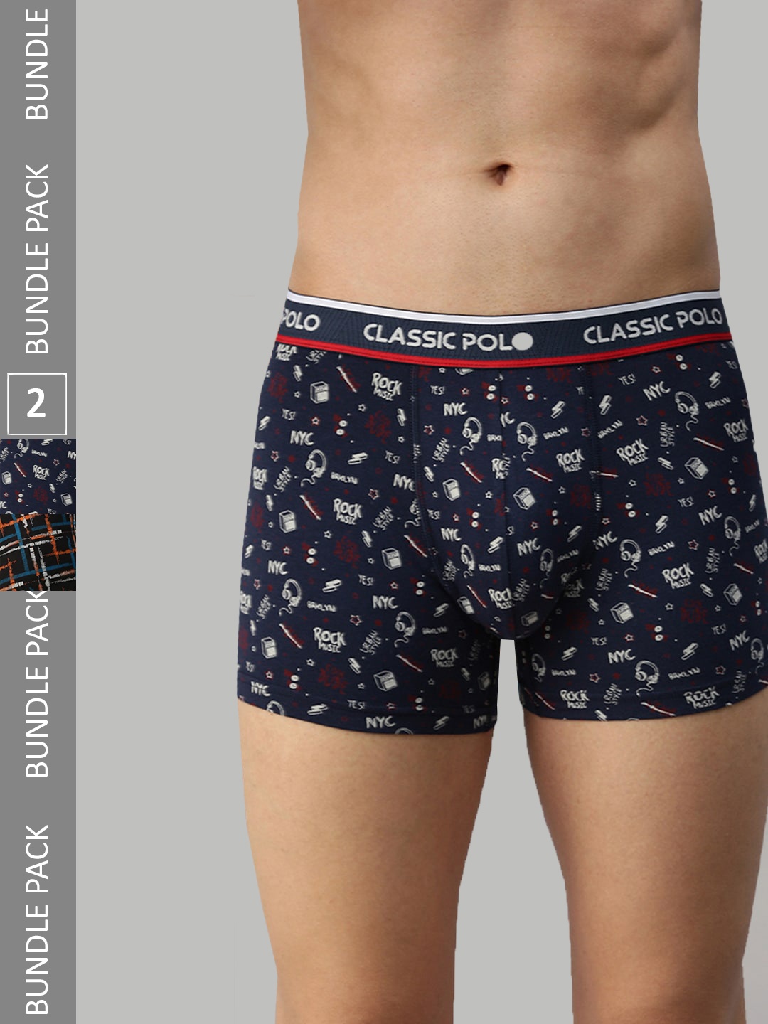 

Classic Polo Men Pack Of 2 Printed Modal Trunks, Blue