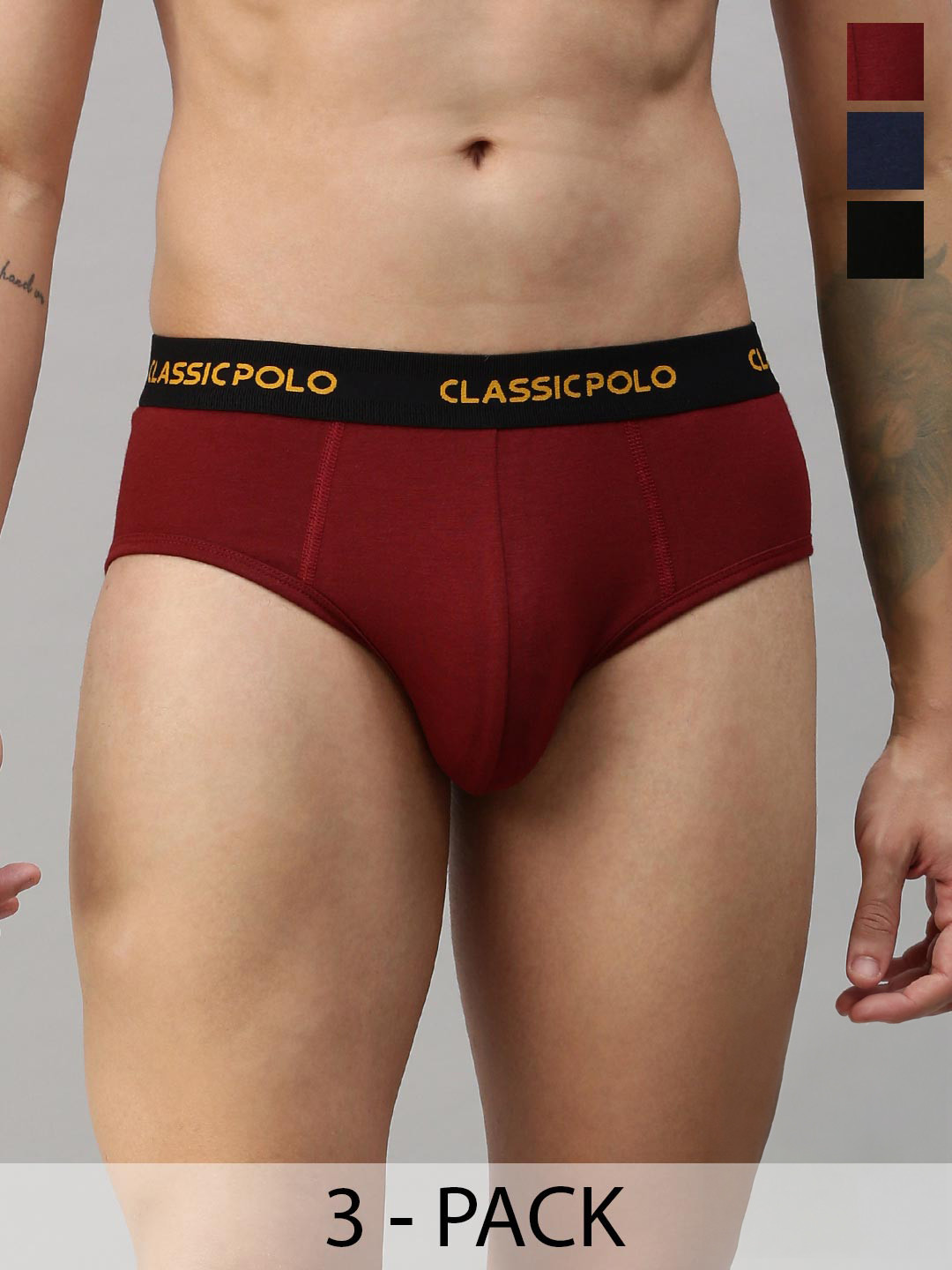 

Classic Polo Men Pack Of 3 Anti-Odour Basic Briefs, Blue