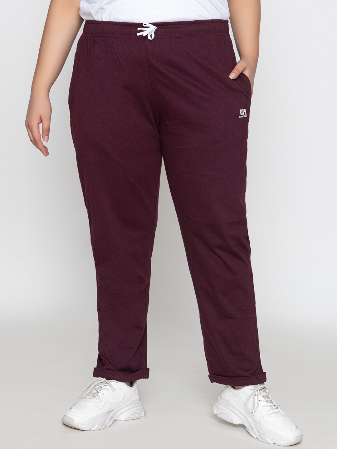 

KEPA Women Plus Size Cotton Sports Track Pants, Maroon