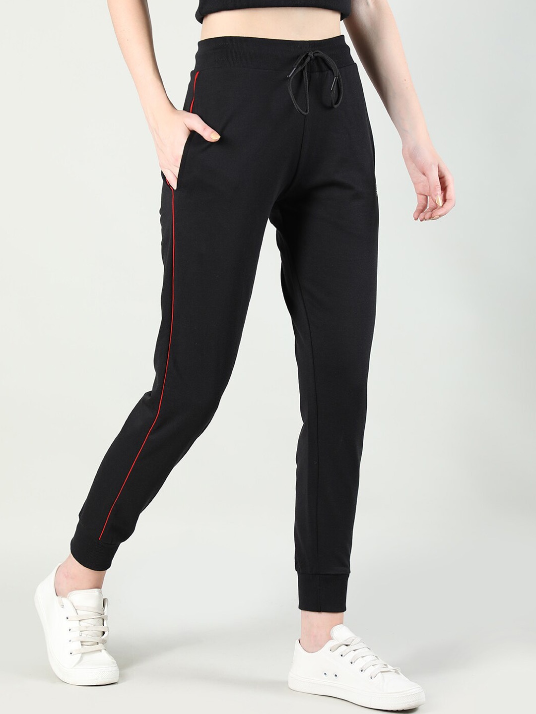 

KEPA Women Logo Printed Mid-Rise Cotton Jogger, Black