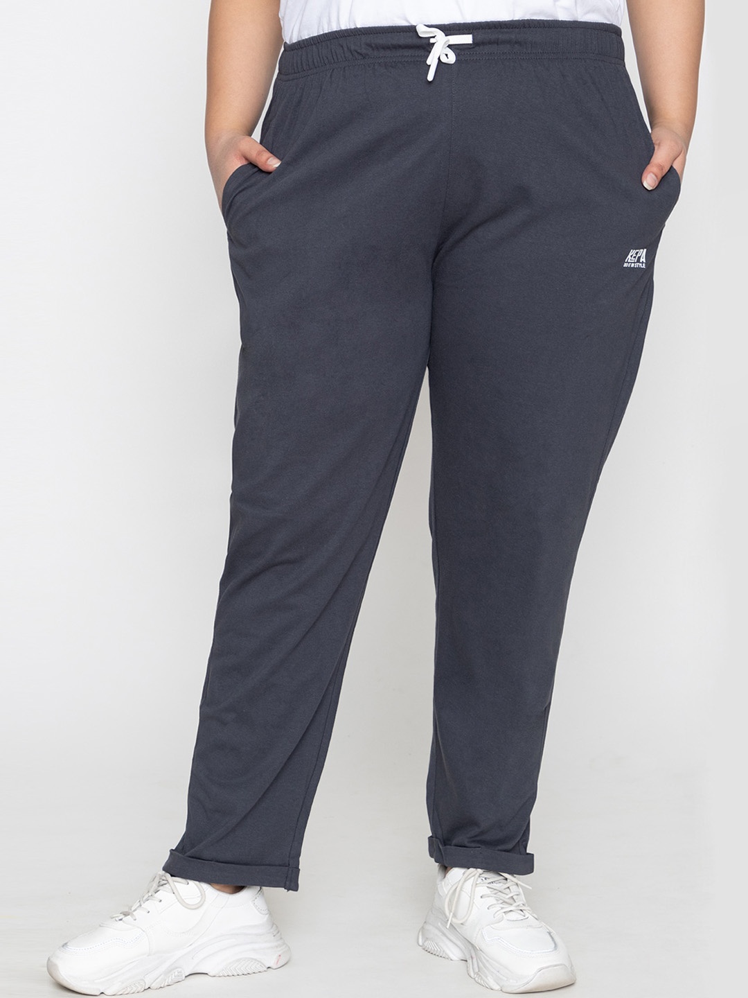 

KEPA Women Plus Size Cotton Sports Track Pants, Grey