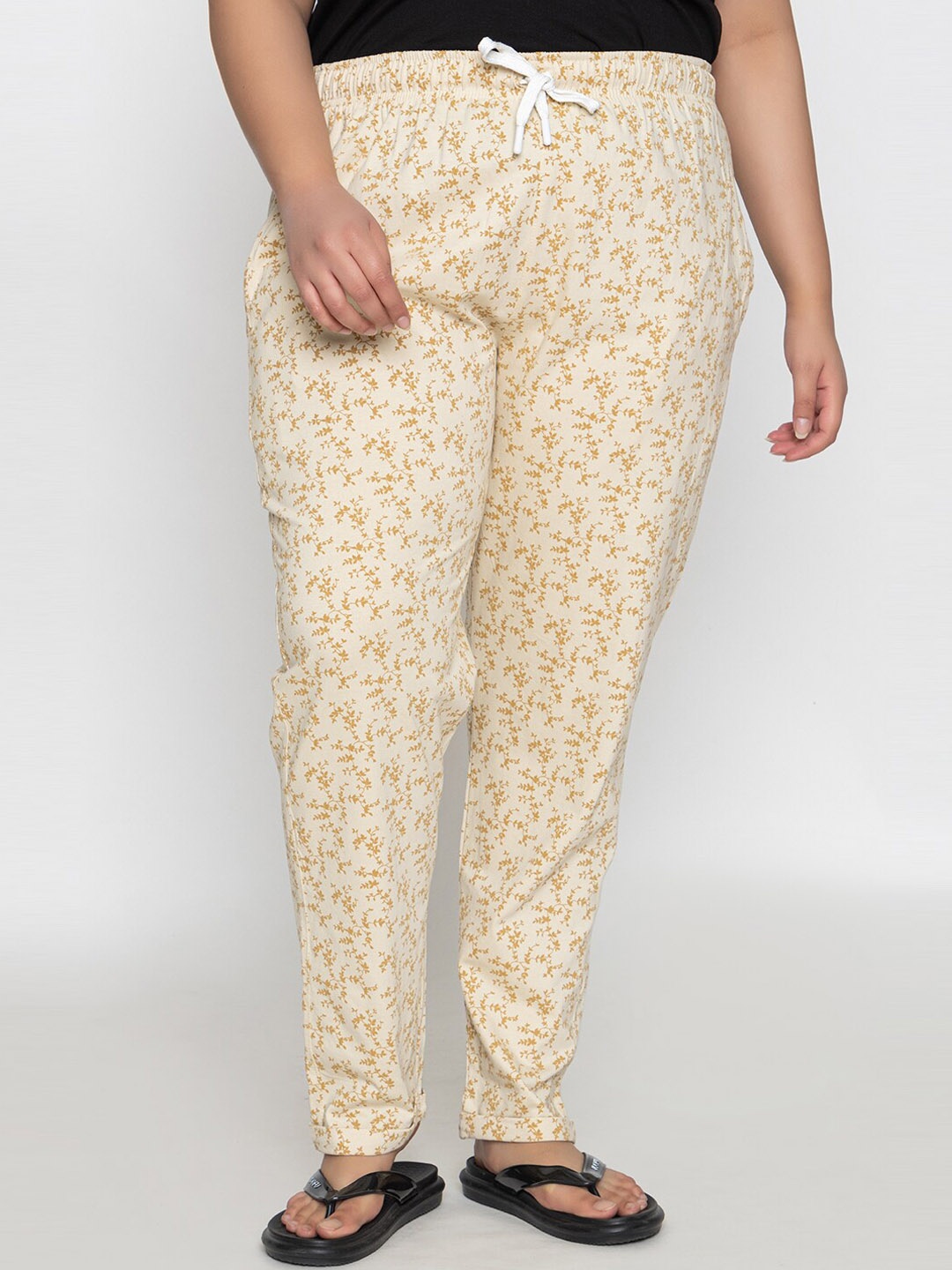 

KEPA Women Plus Size Printed Cotton Lounge Pants, Yellow