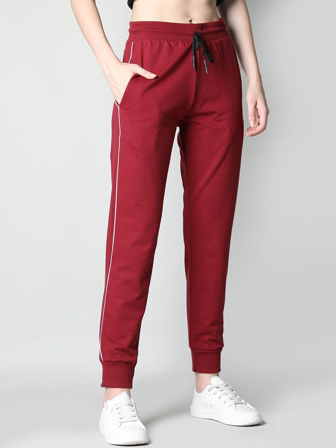 

KEPA Women Mid-Rise Cotton Jogger, Maroon