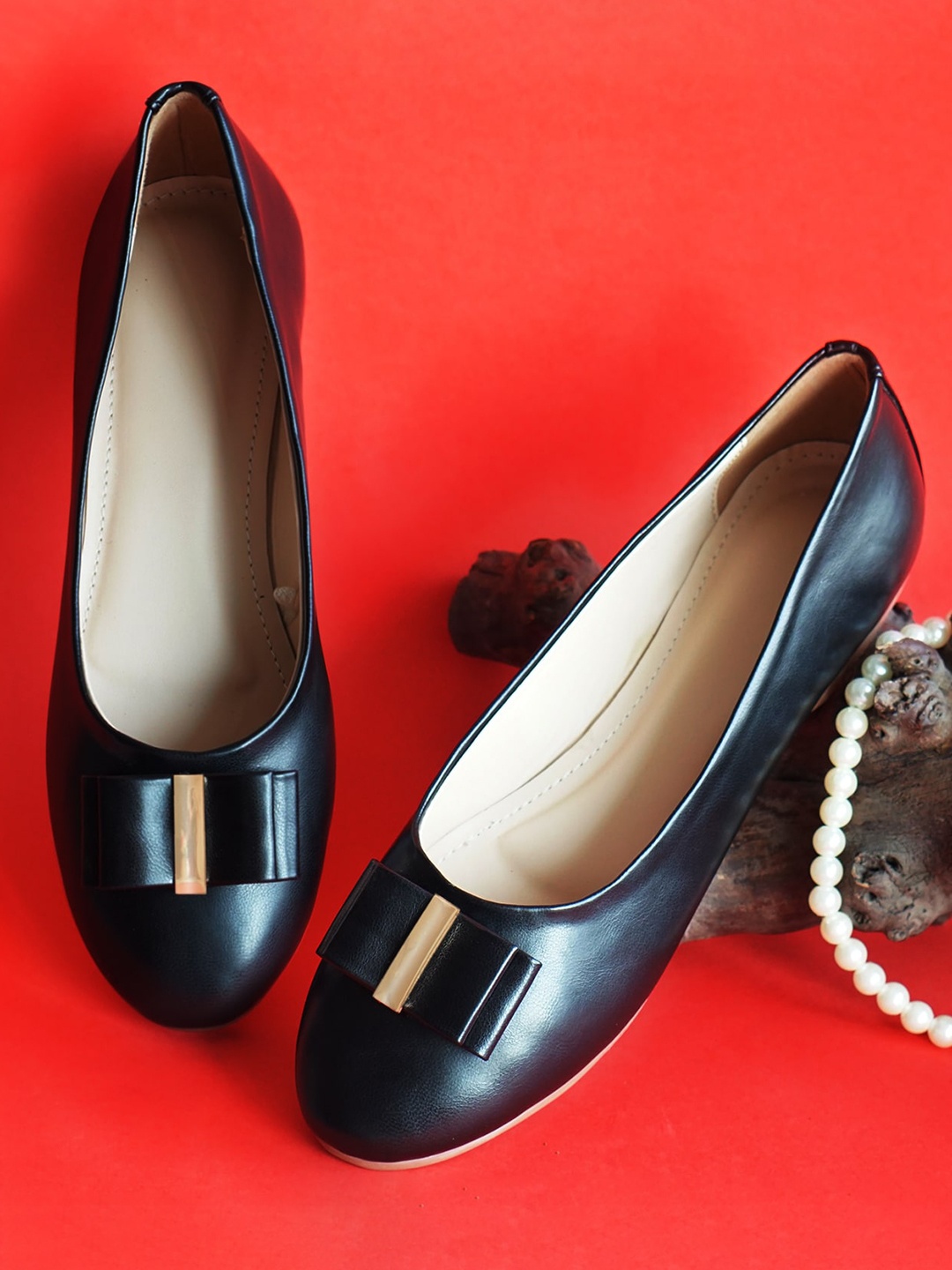 

Anna Claire Bow Embellished Ballerinas, Black