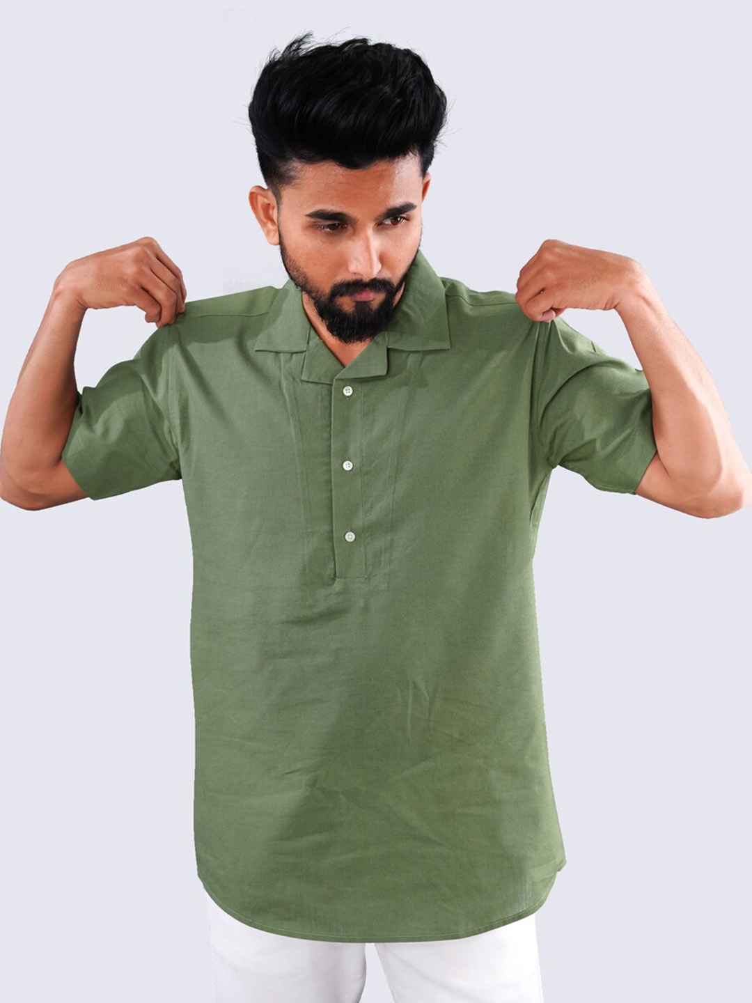 

FRENCH CROWN Standard Fit Oxford Cotton Casual Shirt, Green