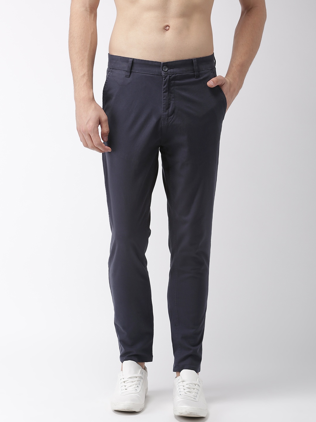 HIGHLANDER Men Navy Blue Tapered Fit Chinos - buy at the price of $8.44 ...