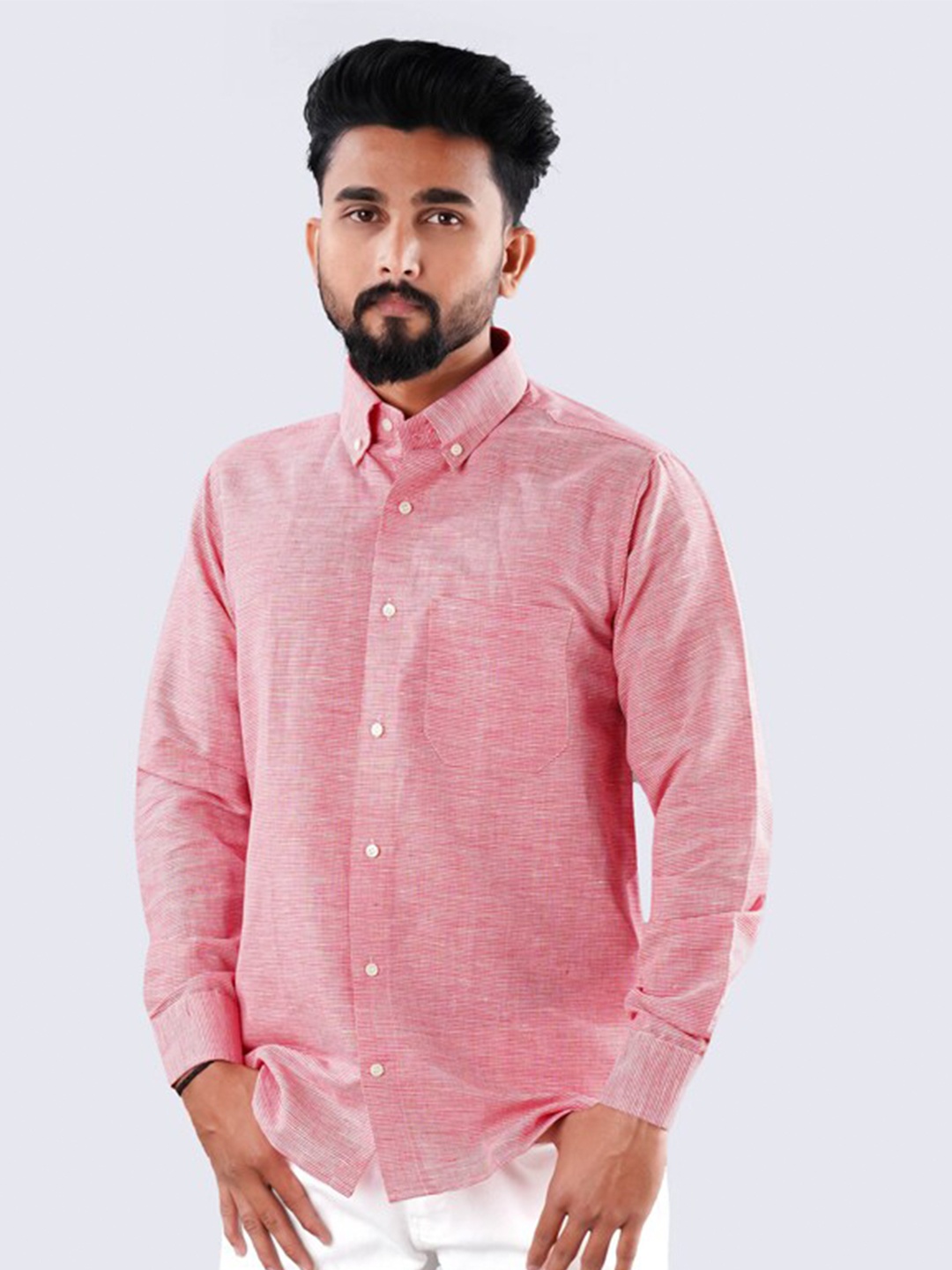 

FRENCH CROWN Standard Fit Opaque Casual Shirt, Pink