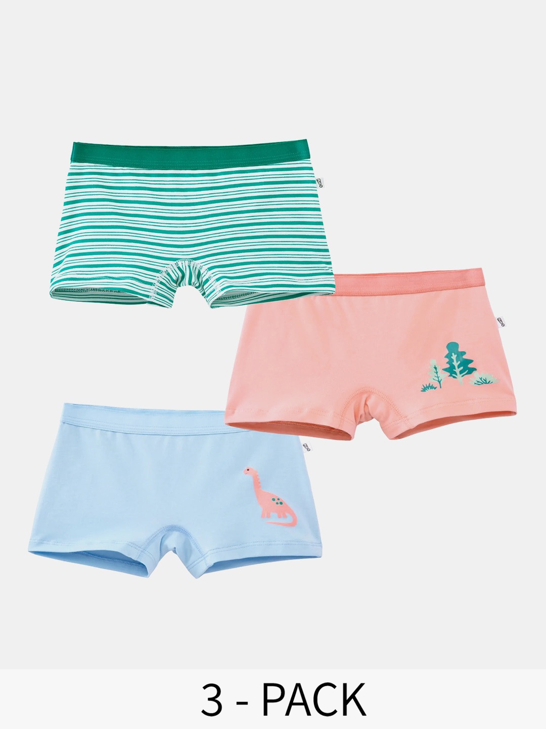 

You Got Plan B Girls Pack Of 3 Striped Anti Microbial Cotton Boxer Style Briefs, Peach