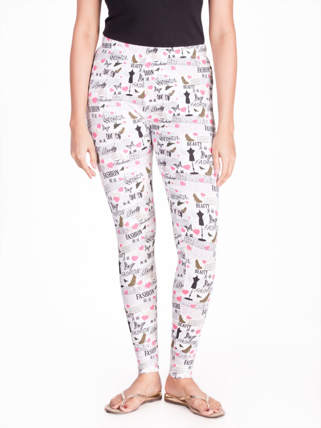 

Dollar Missy White Printed Ankle Length Leggings