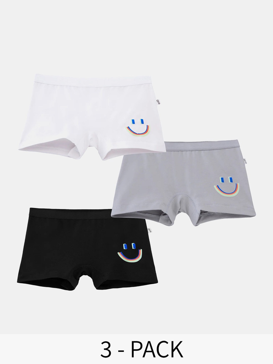 

You Got Plan B Girls Pack Of 3 Mid-Rise Anti Microbial Boxer-Style Briefs, Grey