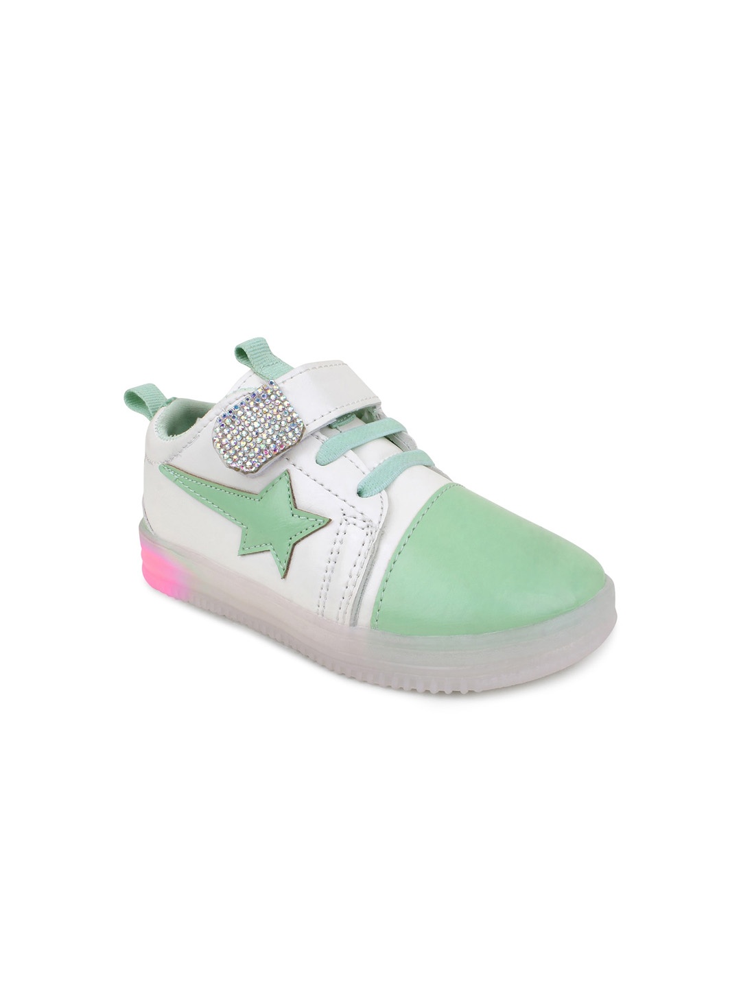 

Superminis Kids Colourblocked Embellished Sneakers, Green