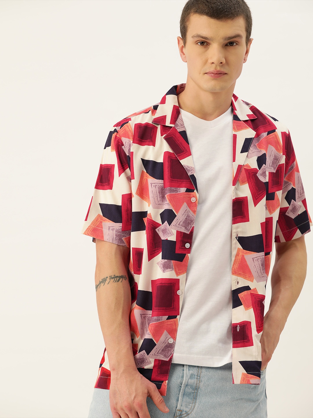 

Kook N Keech Classic Boxy Fit Printed Cuban Collar Casual Resort Shirt, Multi