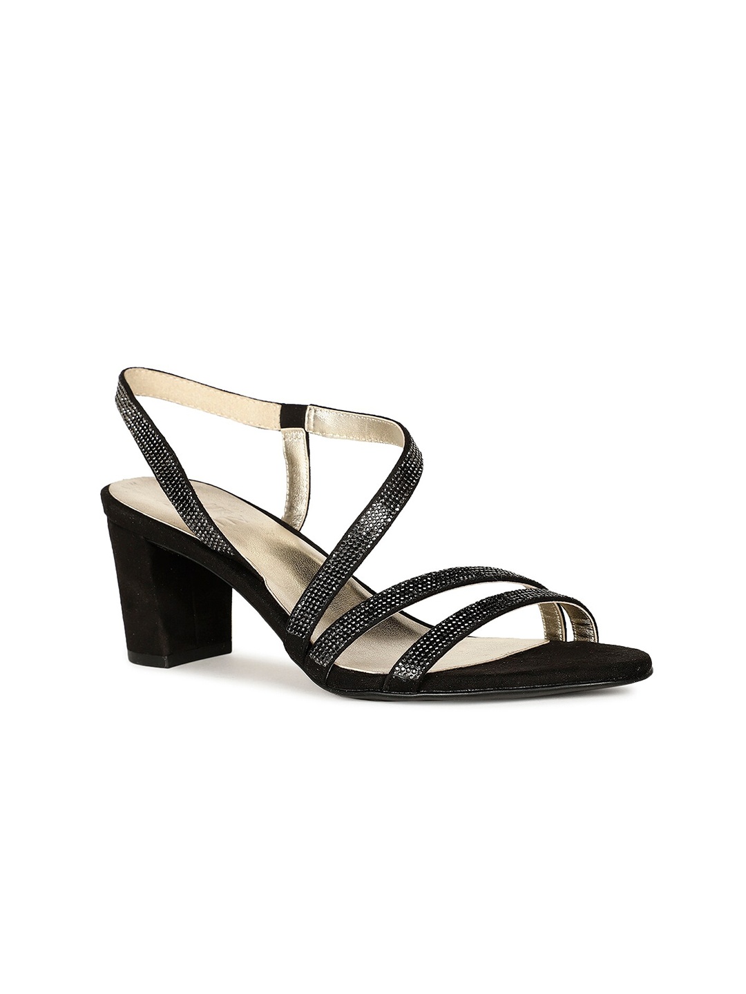 

Naturalizer Embellished Open Toe Leather Block Heels, Black