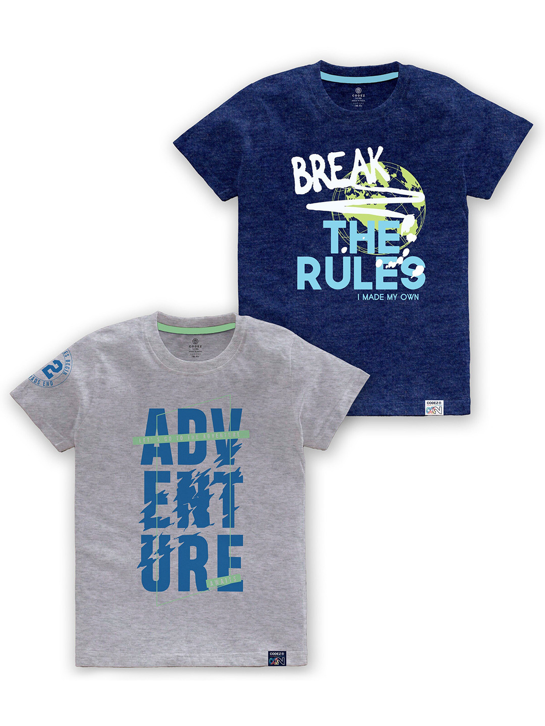 

CODEZ Boys Multicoloured Typography 2 Printed Applique T-shirt, Multi