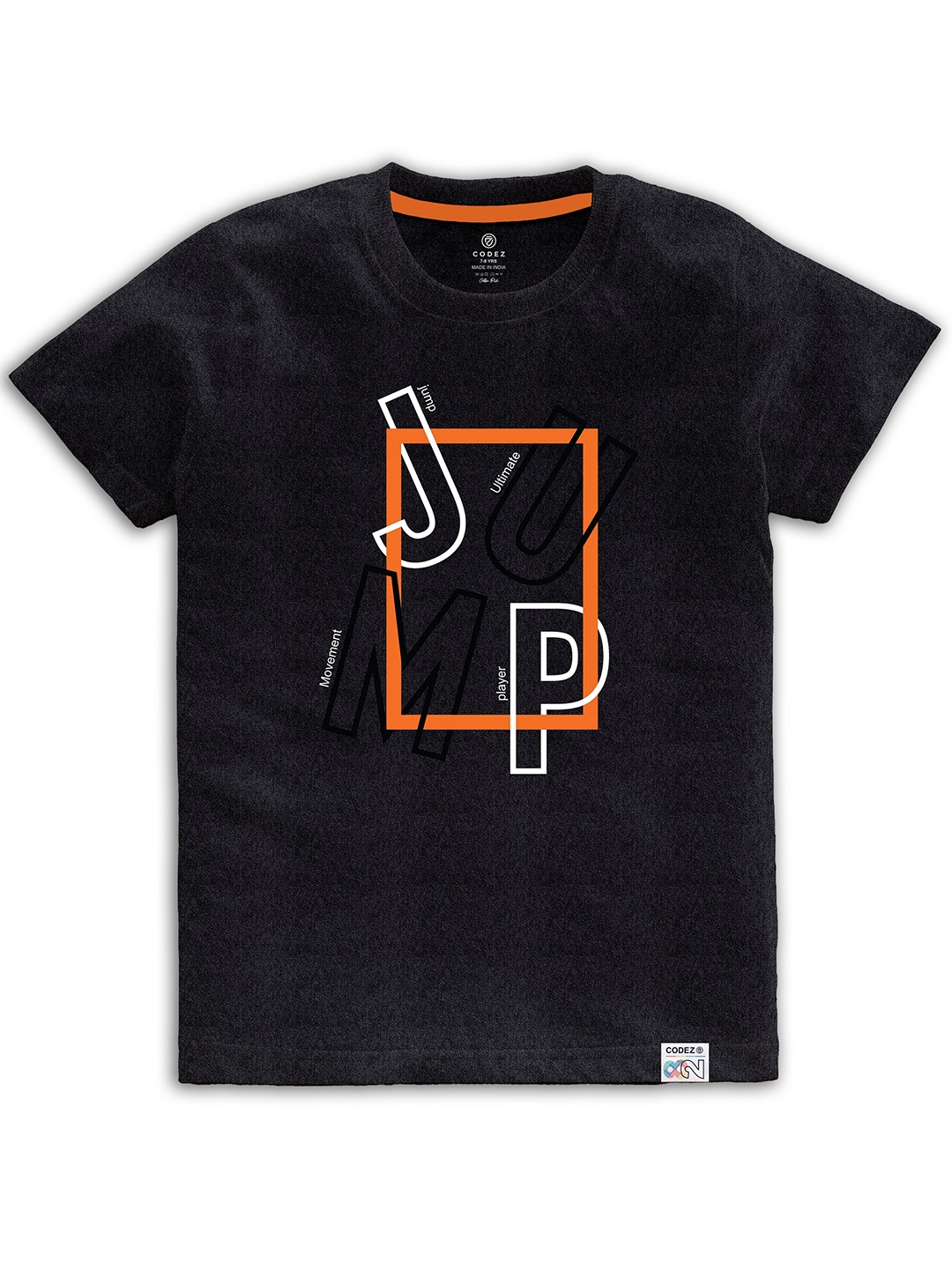 

CODEZ Boys Typography Printed Cotton T-shirts, Charcoal