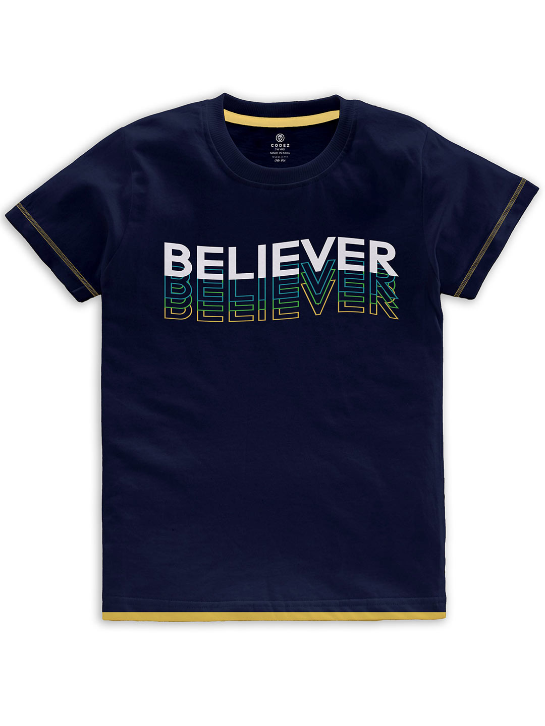 

CODEZ Boys Typography Printed Cotton T-shirt, Blue