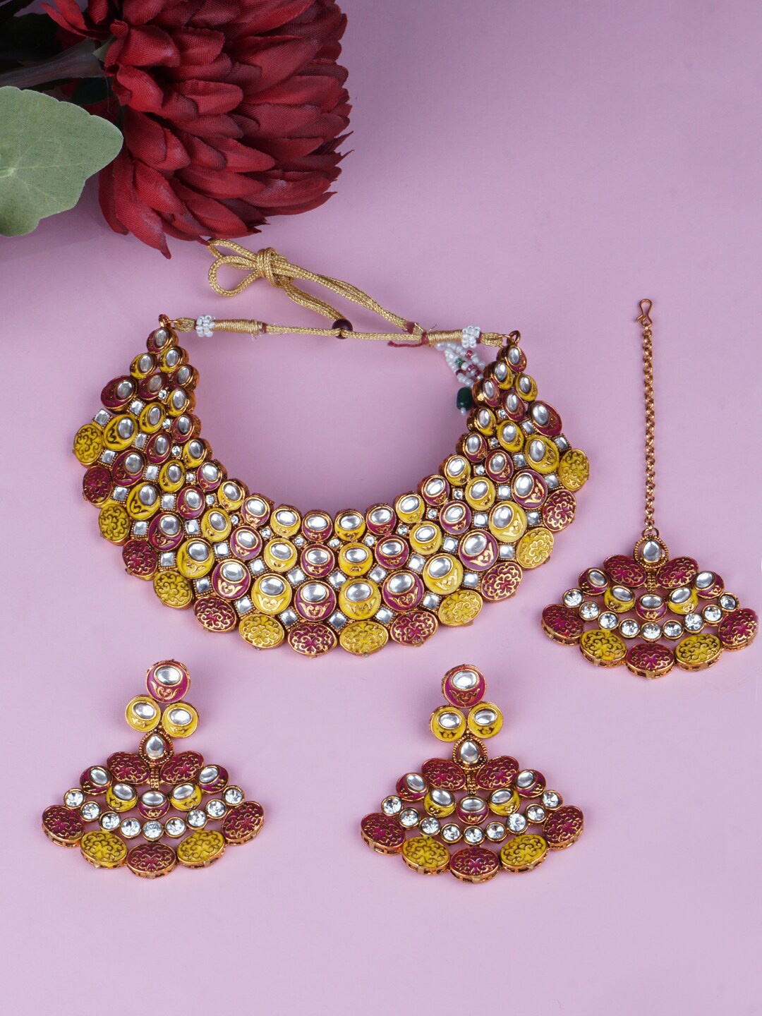 

Matushri Art Gold-Plated Kundan Choker Necklace Set