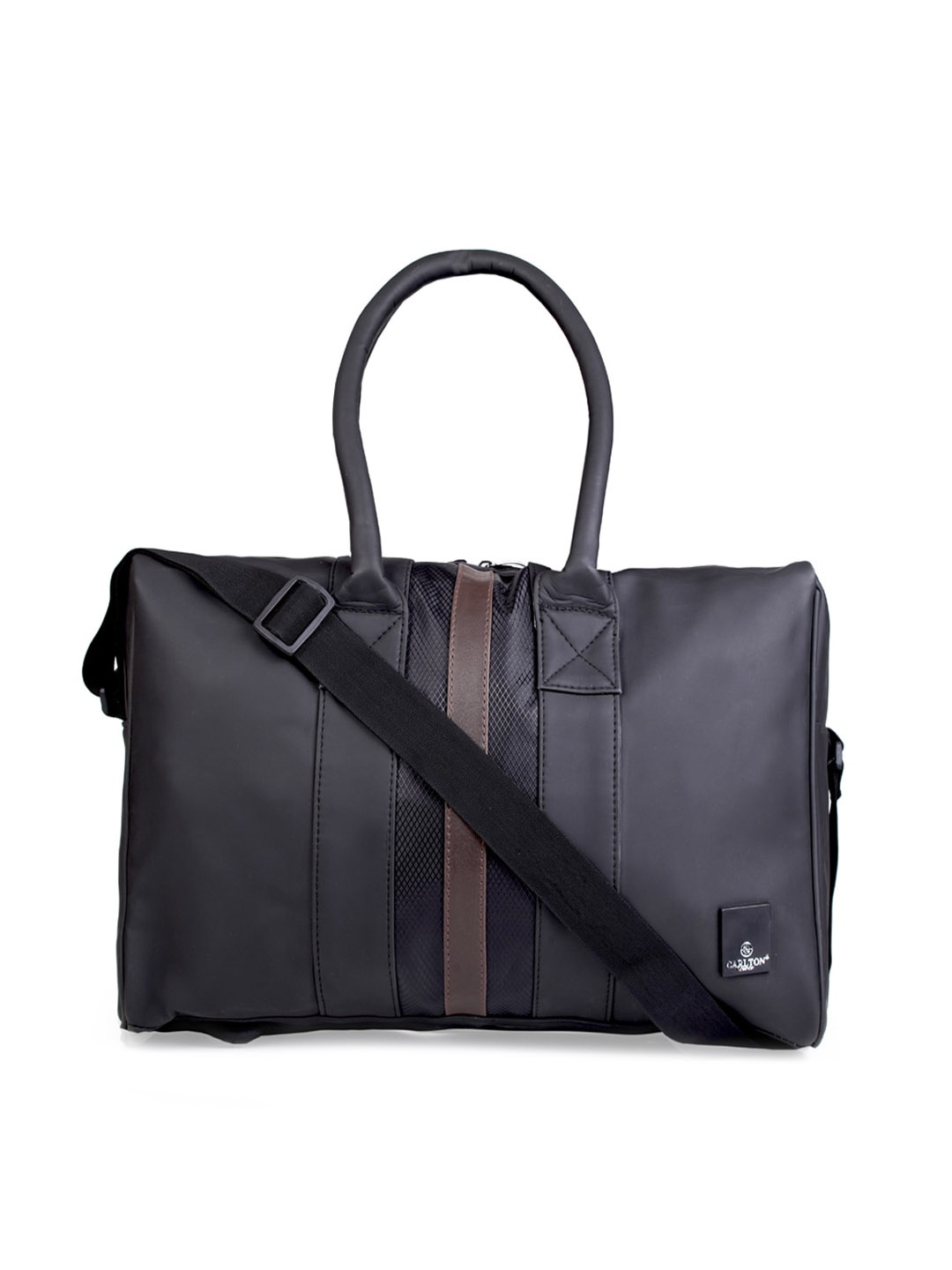 

Carlton London Textured Leather Duffel Bag, Black