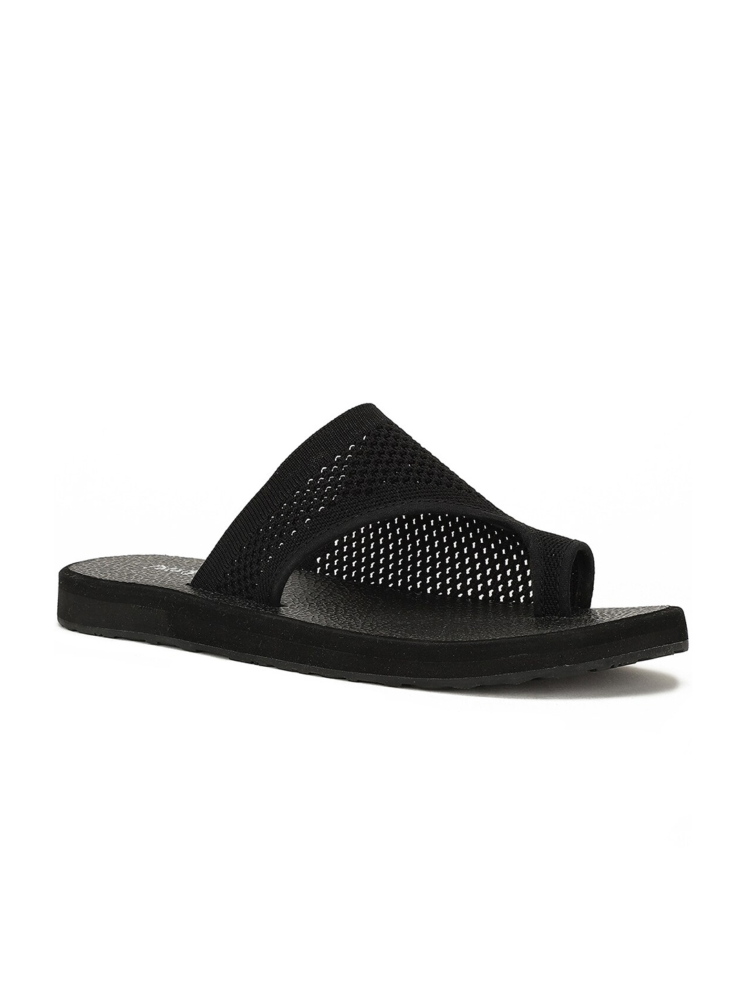 

Bata Sunshine KNIT TOE Textured One Toe Flats, Black