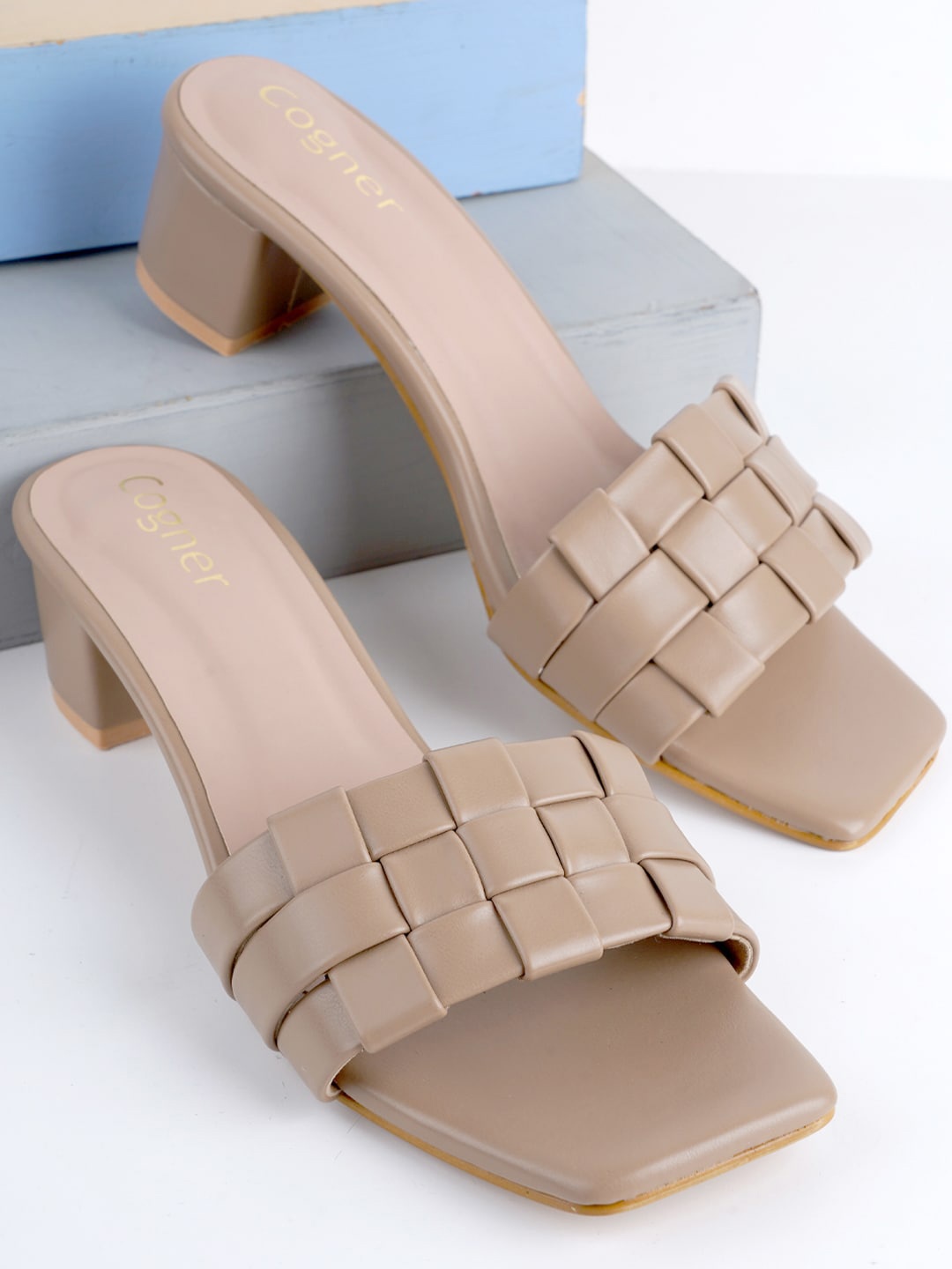 

Cogner Textured Block Heels, Olive