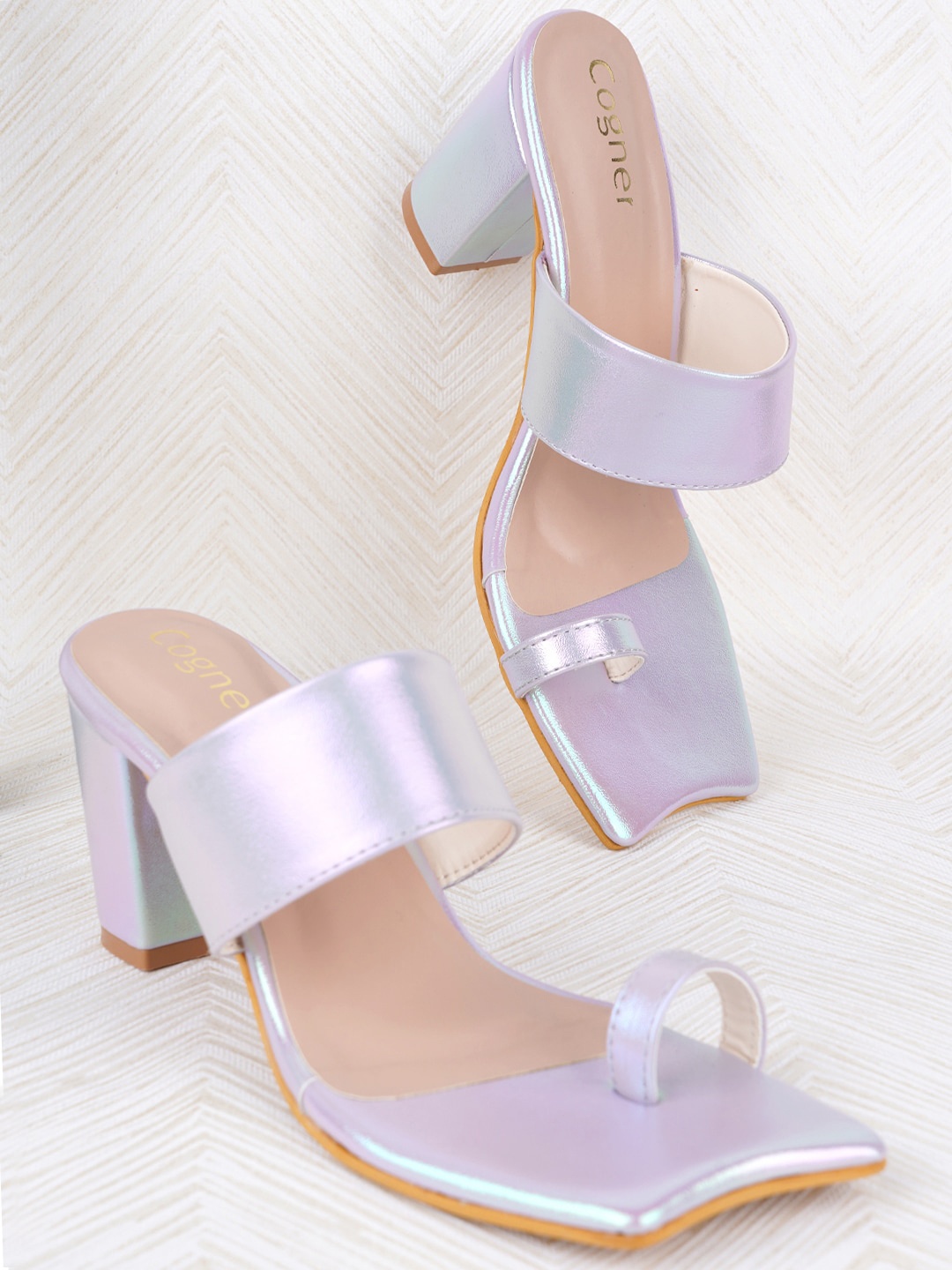 

Cogner One Toe Block Heels, Lavender