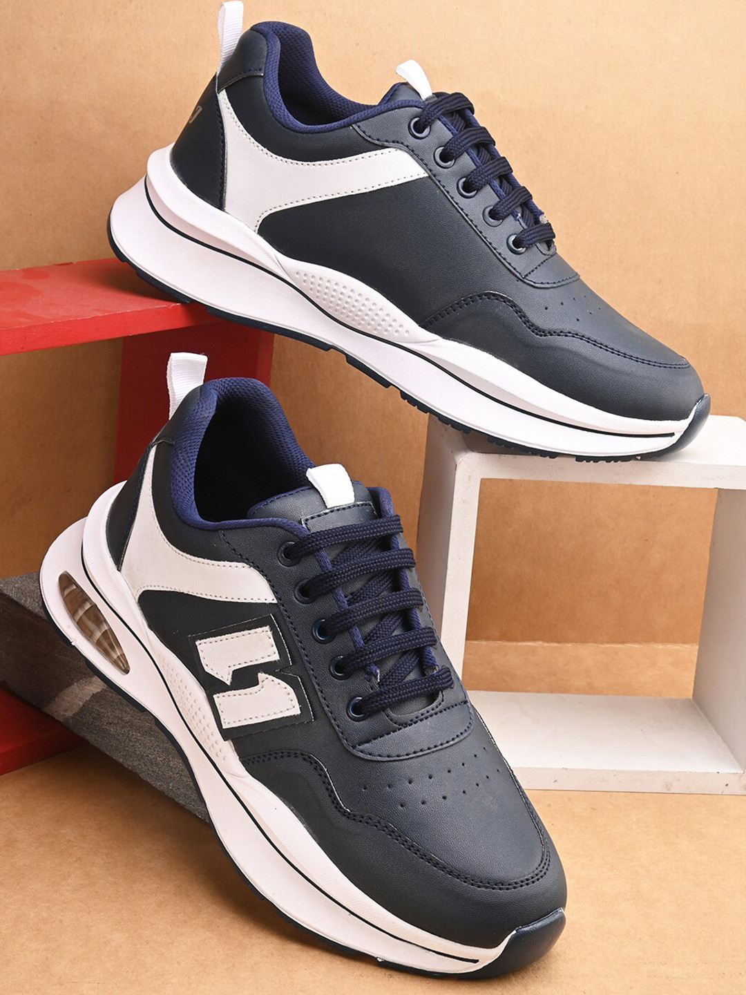 

HERE&NOW Men Navy Blue & White All-Rounder Non-Marking Walking Shoes