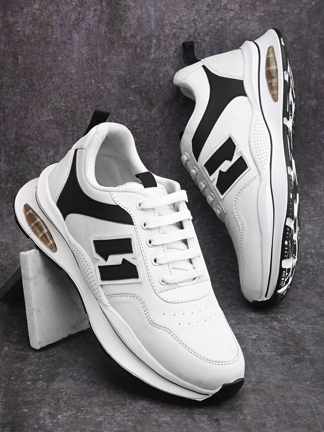 

HERE&NOW Men White & Black All-Rounder Non-Marking Walking Shoes