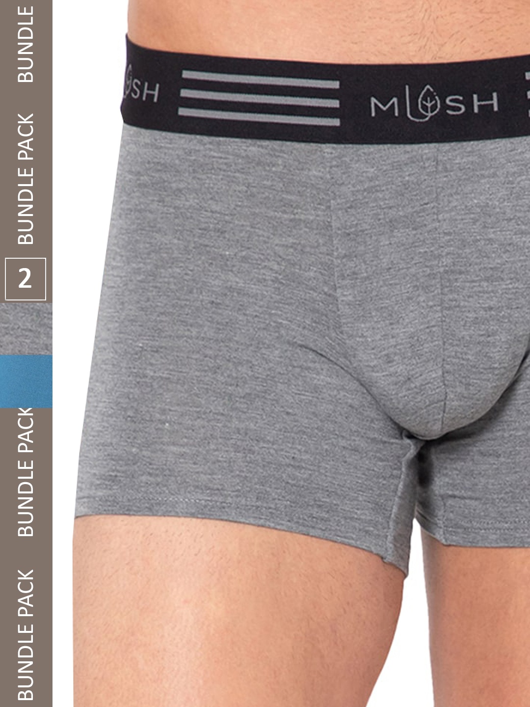 

MUSH Men Pack of 2 Ultra Soft Anti-odour Trunks, Grey