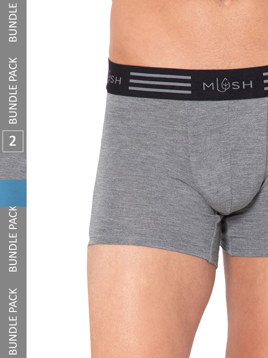 

MUSH Men Pack of 2 Ultra Soft & Breathable Trunk, Grey melange