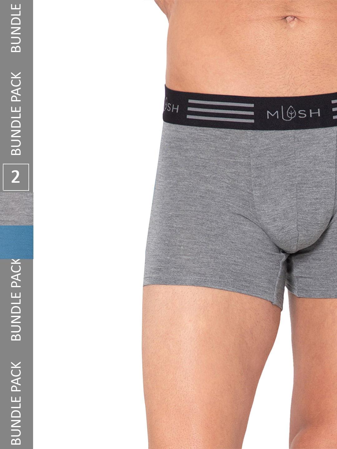 

MUSH Men Pack of 2 Anti-odour Trunks, Grey melange